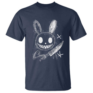 Funny Creepy Bunny With Knife T Shirt Cute Horror Aesthetic TS12 Navy Print Your Wear
