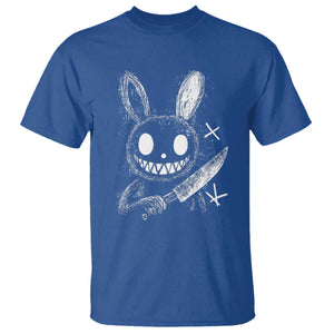 Funny Creepy Bunny With Knife T Shirt Cute Horror Aesthetic TS12 Royal Blue Print Your Wear