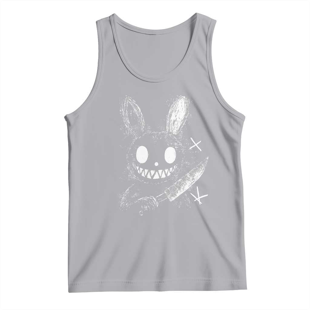 Funny Creepy Bunny With Knife Tank Top Cute Horror Aesthetic TS12 Athletic Heather Print Your Wear