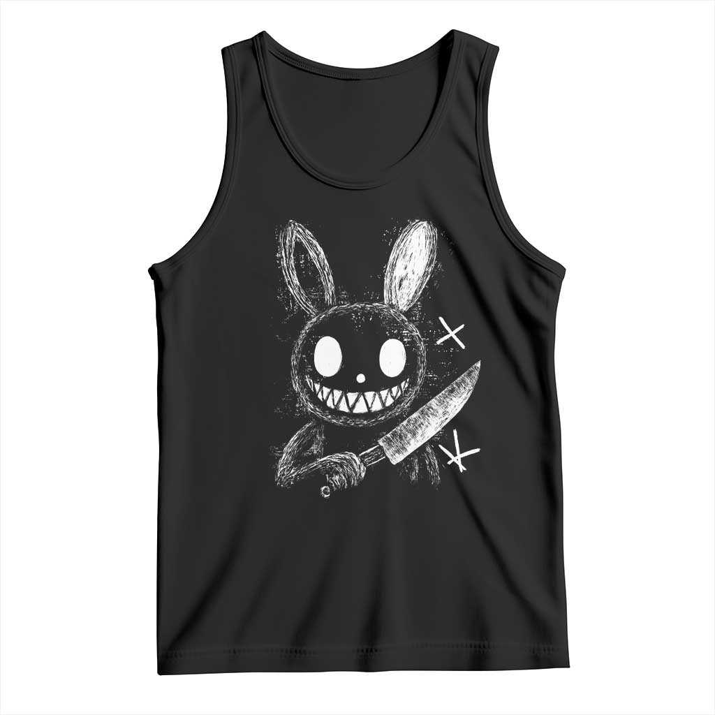 Funny Creepy Bunny With Knife Tank Top Cute Horror Aesthetic TS12 Black Print Your Wear