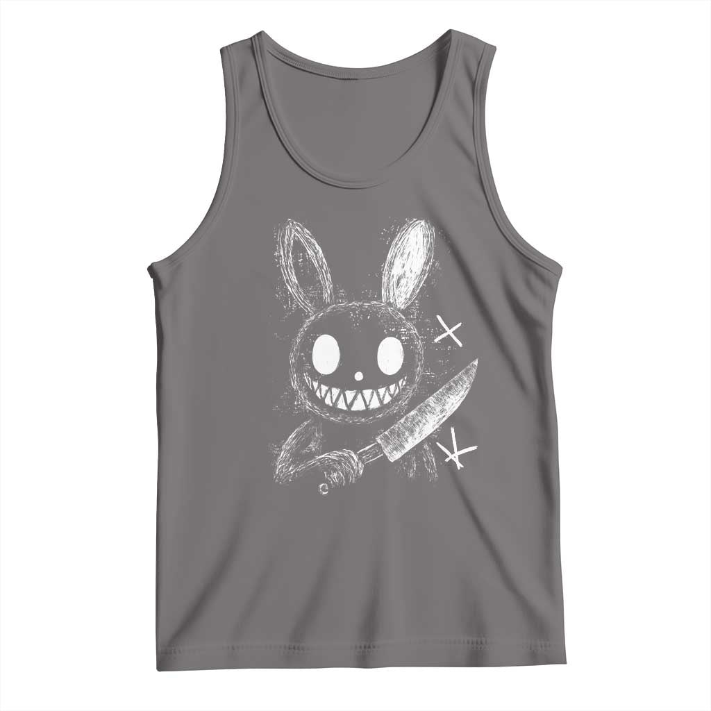 Funny Creepy Bunny With Knife Tank Top Cute Horror Aesthetic TS12 Deep Heather Print Your Wear