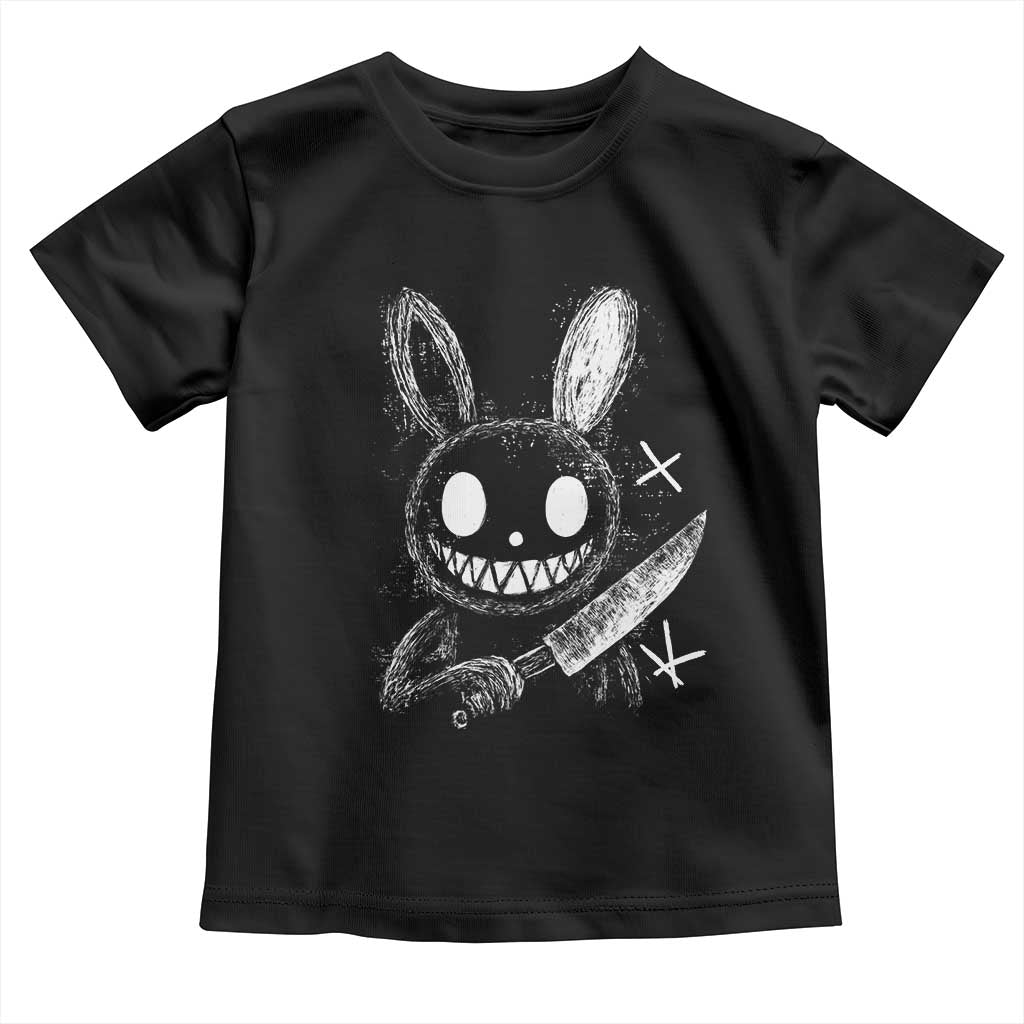 Funny Creepy Bunny With Knife Toddler T Shirt Cute Horror Aesthetic TS12 Black Print Your Wear