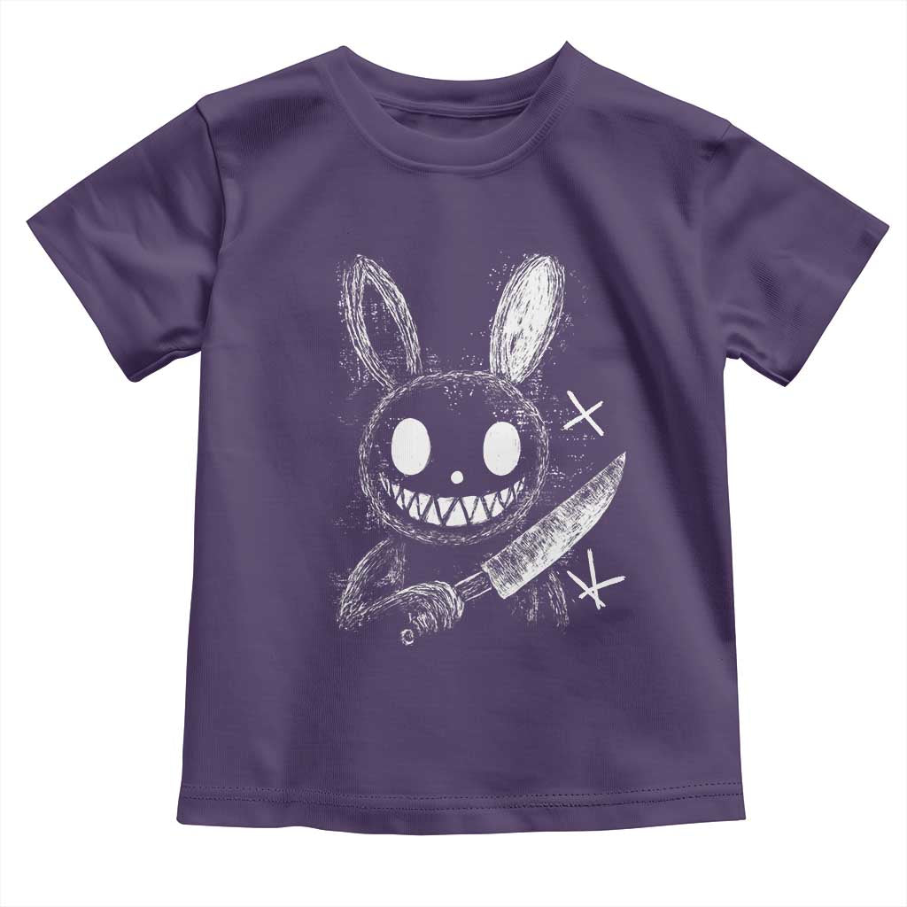 Funny Creepy Bunny With Knife Toddler T Shirt Cute Horror Aesthetic TS12 Purple Print Your Wear