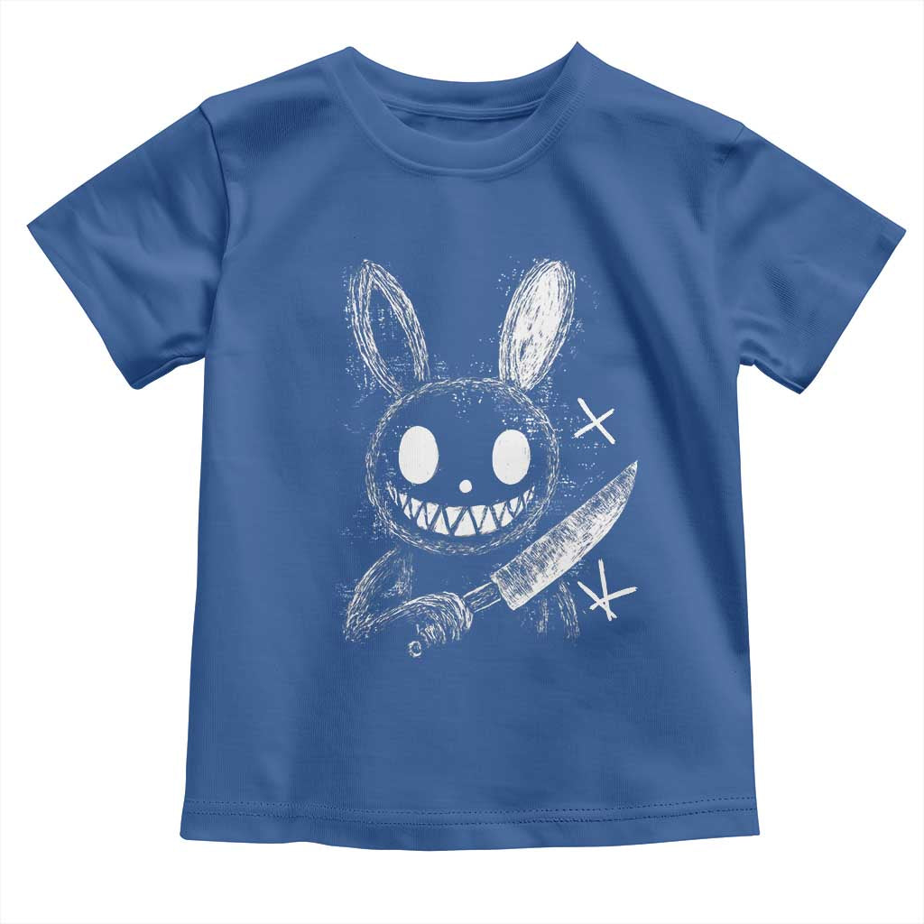 Funny Creepy Bunny With Knife Toddler T Shirt Cute Horror Aesthetic TS12 Royal Blue Print Your Wear