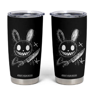 Funny Creepy Bunny With Knife Tumbler Cup Cute Horror Aesthetic TS12 Black Print Your Wear