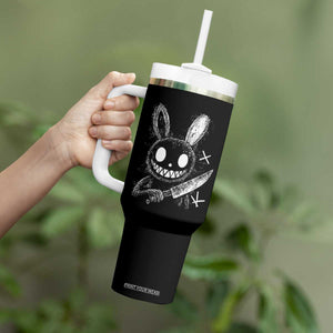 Funny Creepy Bunny With Knife Tumbler With Handle Cute Horror Aesthetic TS12 Print Your Wear