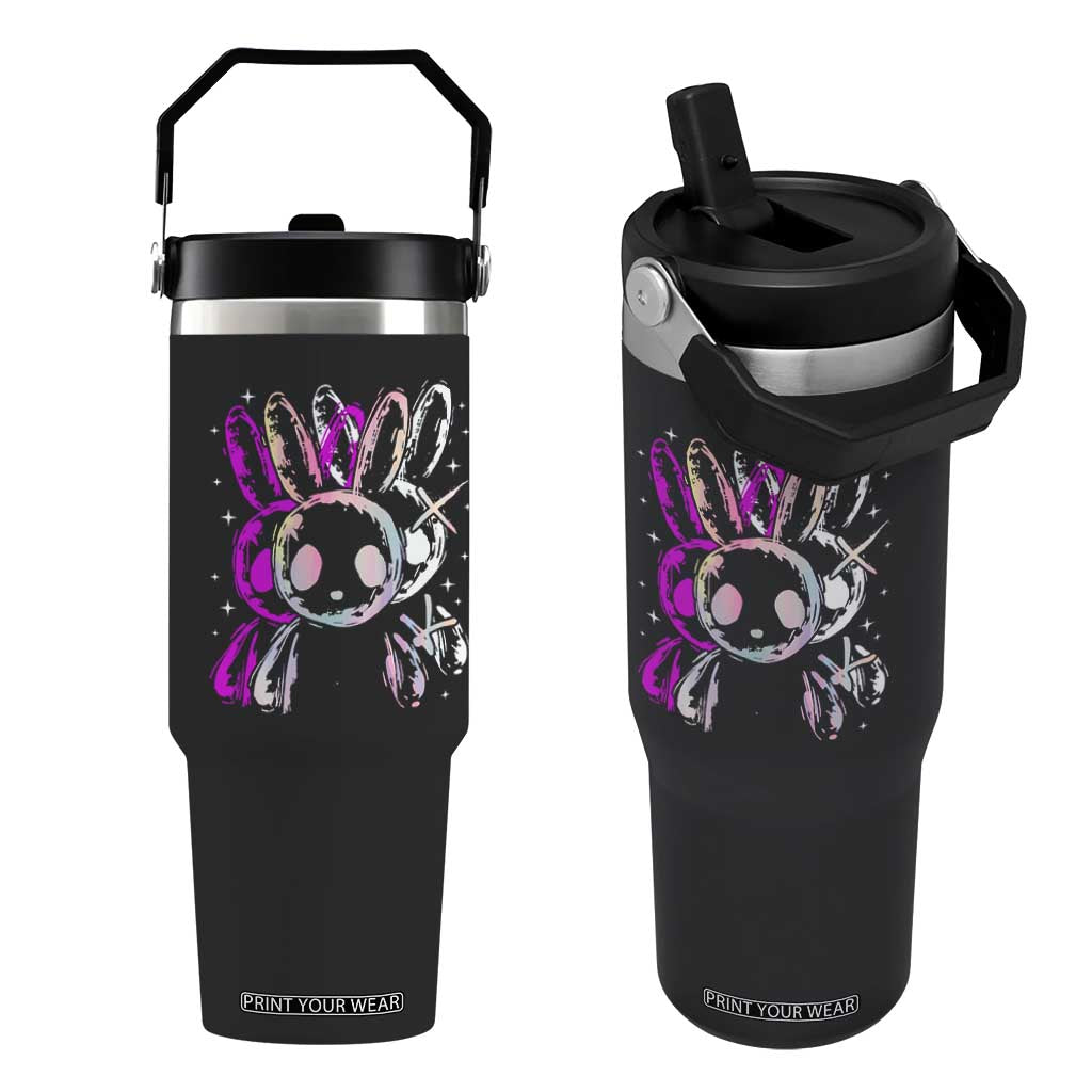 Horror Cute Bunny Rabbit Flip Straw Tumbler Horror Aesthetic TS12 One Size: 30 oz Black Print Your Wear