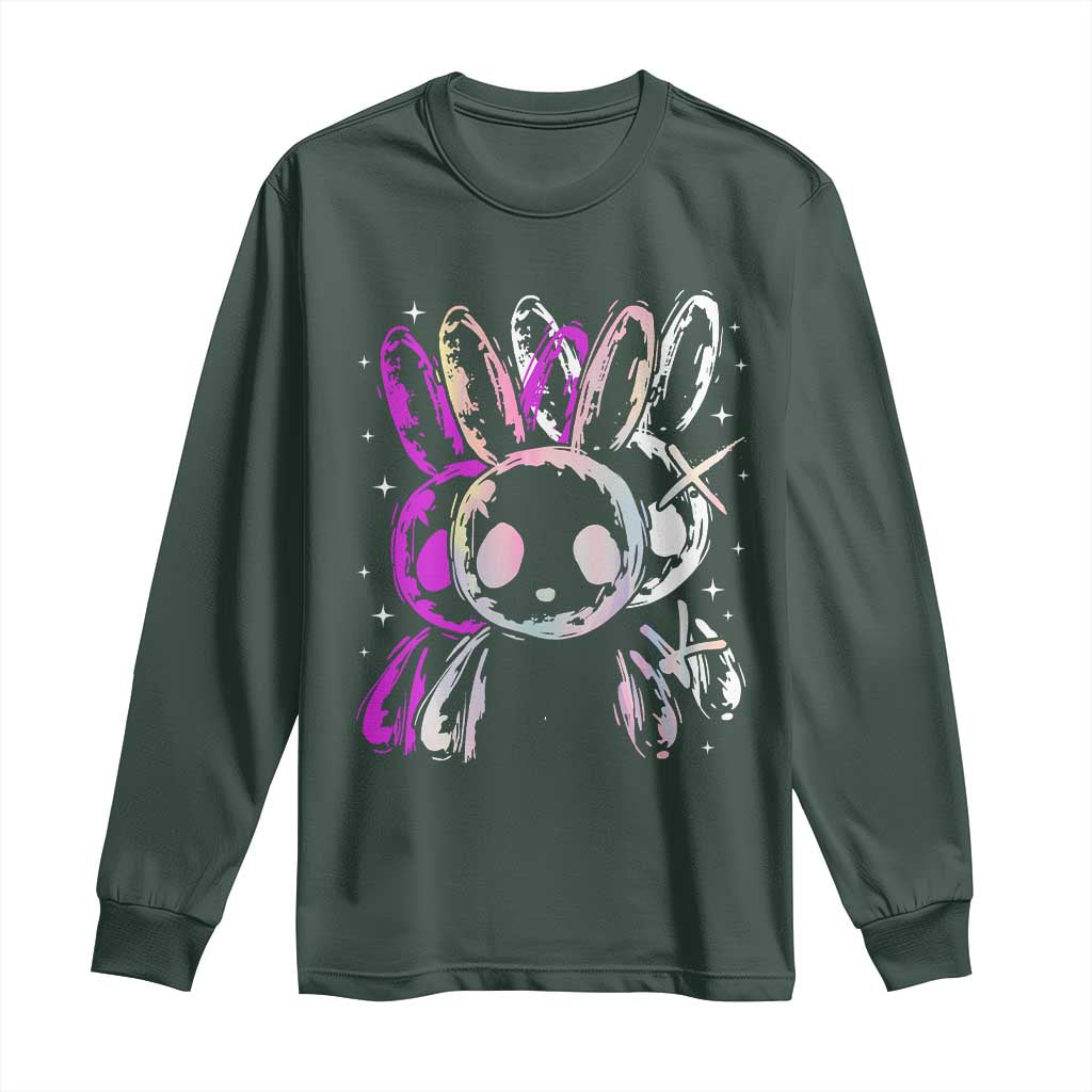 Horror Cute Bunny Rabbit Long Sleeve Shirt Horror Aesthetic TS12 Dark Forest Green Print Your Wear