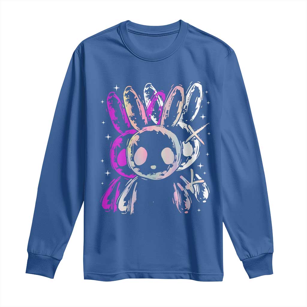 Horror Cute Bunny Rabbit Long Sleeve Shirt Horror Aesthetic TS12 Royal Blue Print Your Wear
