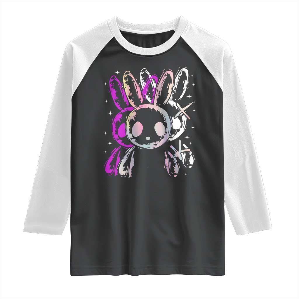 Horror Cute Bunny Rabbit Raglan Shirt Horror Aesthetic TS12 Black White Print Your Wear