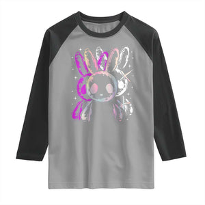 Horror Cute Bunny Rabbit Raglan Shirt Horror Aesthetic TS12 Sport Gray Black Print Your Wear