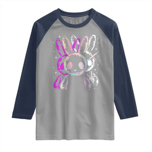 Horror Cute Bunny Rabbit Raglan Shirt Horror Aesthetic TS12 Sport Gray Navy Print Your Wear