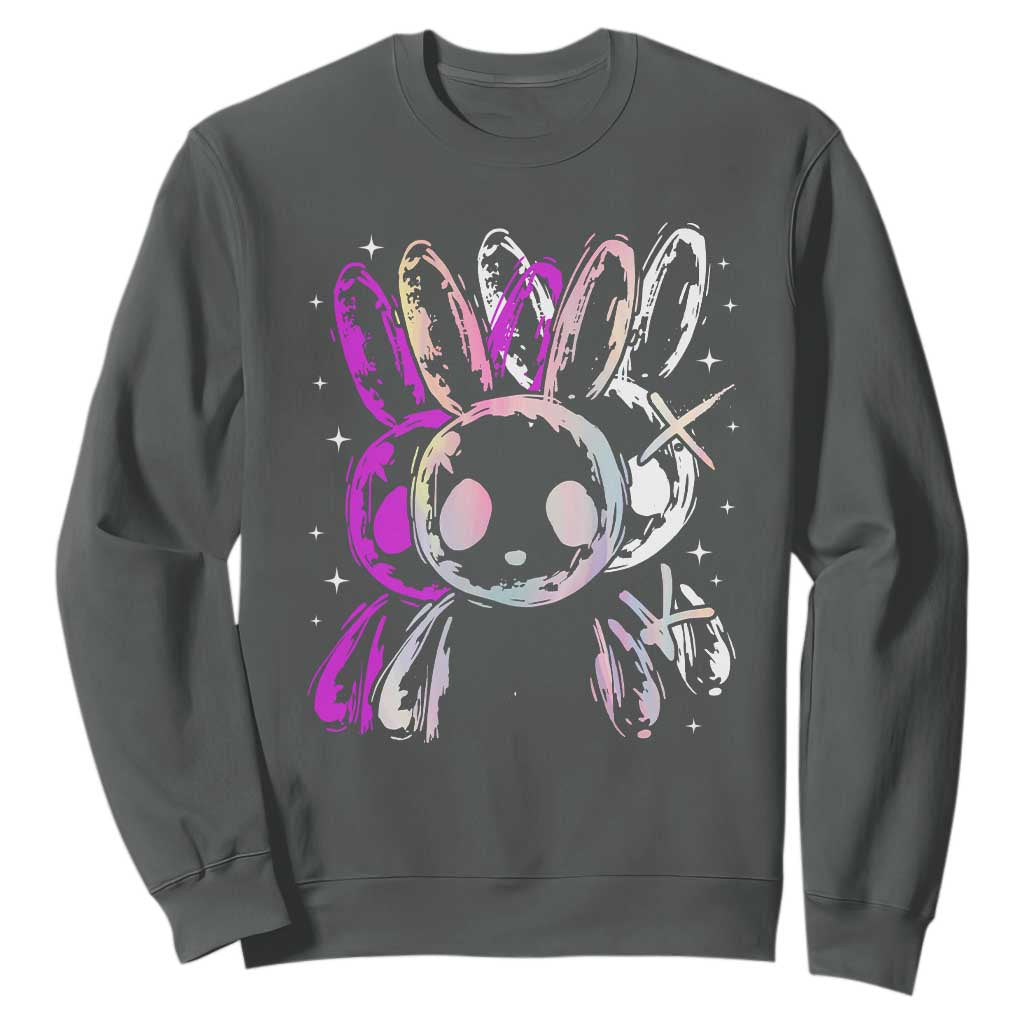 Horror Cute Bunny Rabbit Sweatshirt Horror Aesthetic TS12 Dark Heather Print Your Wear