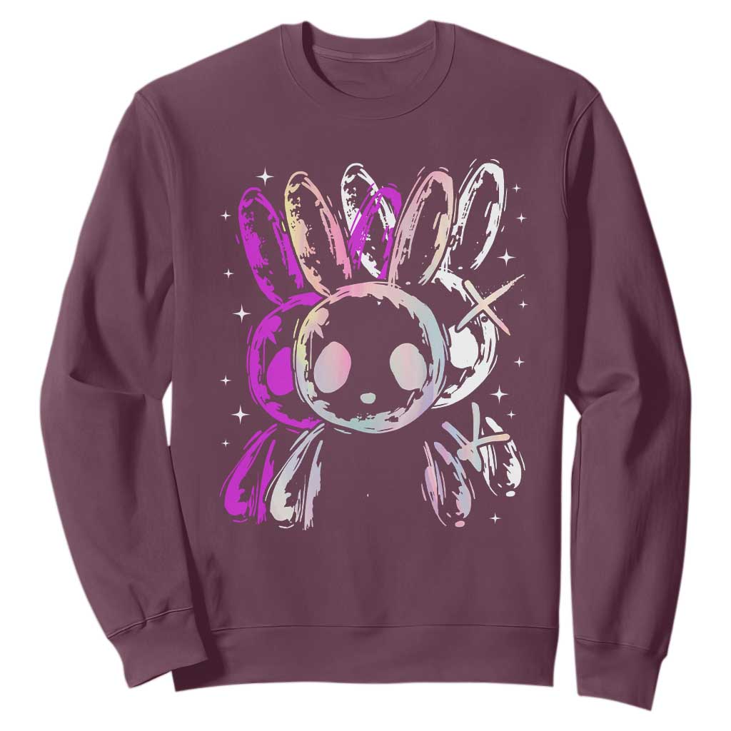 Horror Cute Bunny Rabbit Sweatshirt Horror Aesthetic TS12 Maroon Print Your Wear