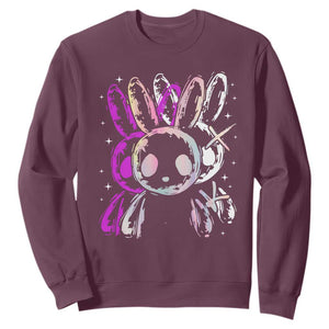 Horror Cute Bunny Rabbit Sweatshirt Horror Aesthetic TS12 Maroon Print Your Wear