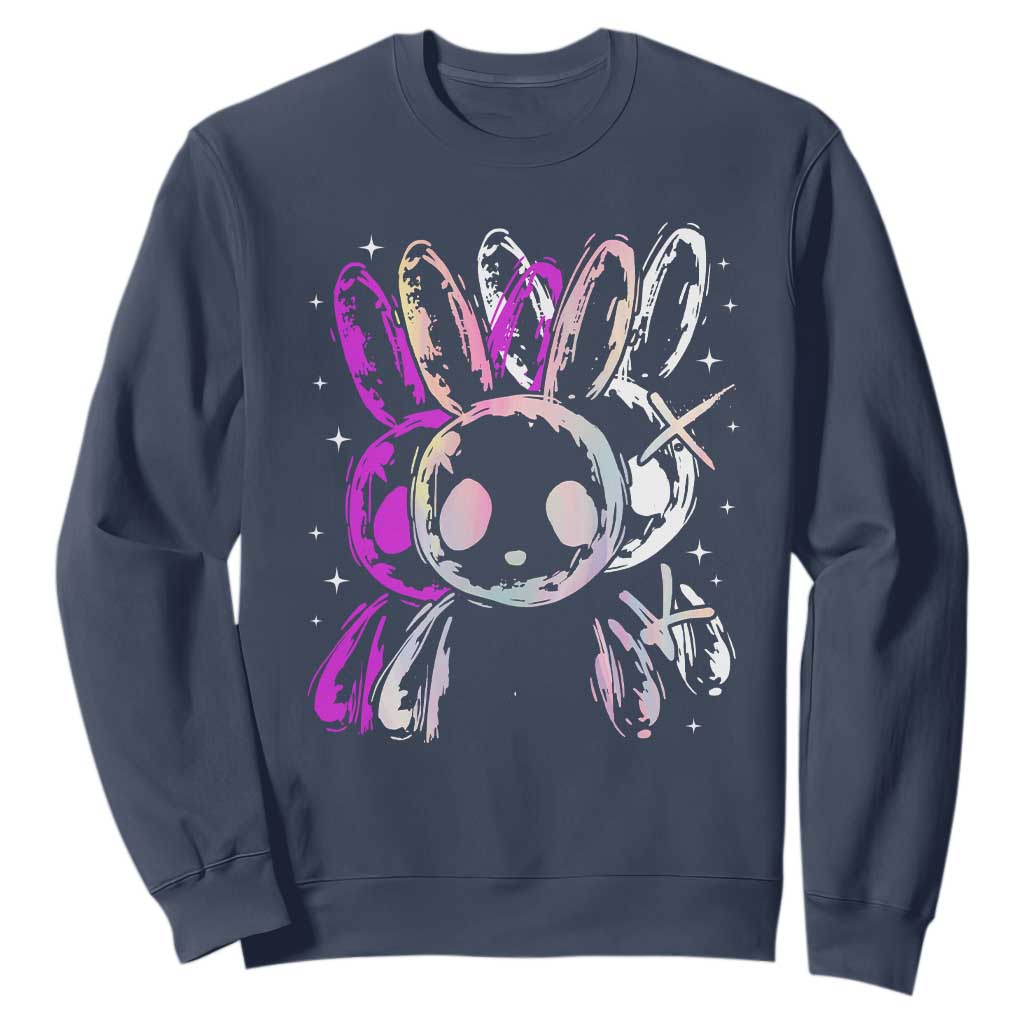 Horror Cute Bunny Rabbit Sweatshirt Horror Aesthetic TS12 Navy Print Your Wear