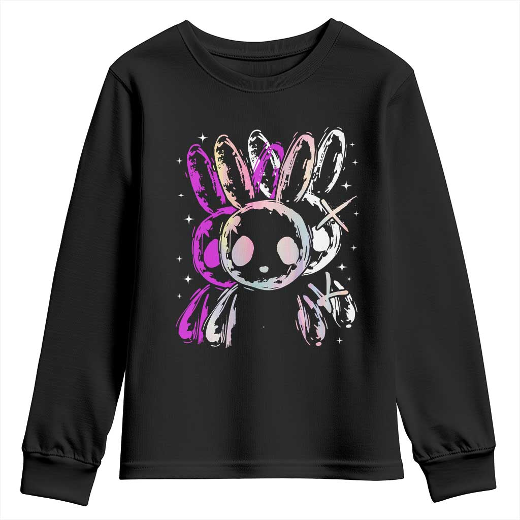 Horror Cute Bunny Rabbit Youth Sweatshirt Horror Aesthetic TS12 Black Print Your Wear