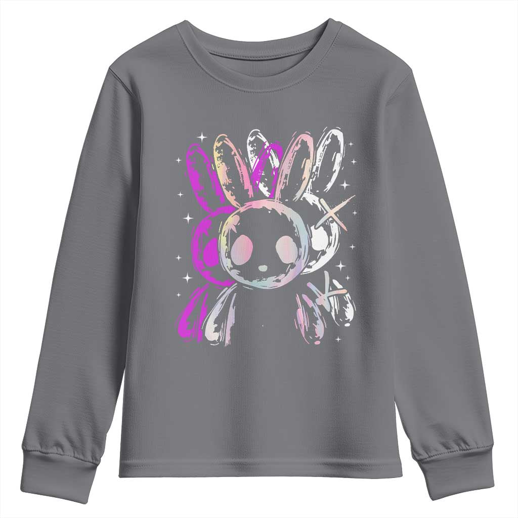 Horror Cute Bunny Rabbit Youth Sweatshirt Horror Aesthetic TS12 Charcoal Print Your Wear
