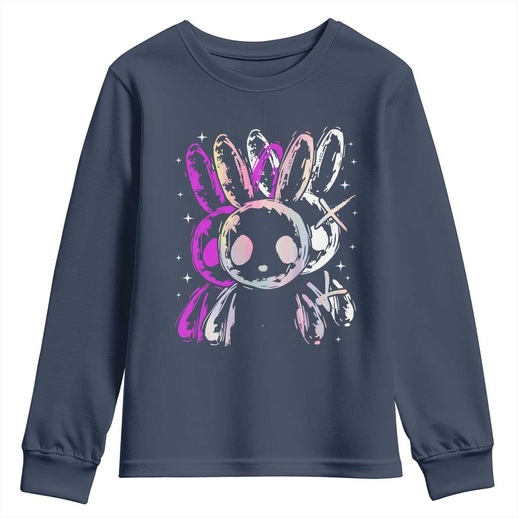 Horror Cute Bunny Rabbit Youth Sweatshirt Horror Aesthetic TS12 Navy Print Your Wear