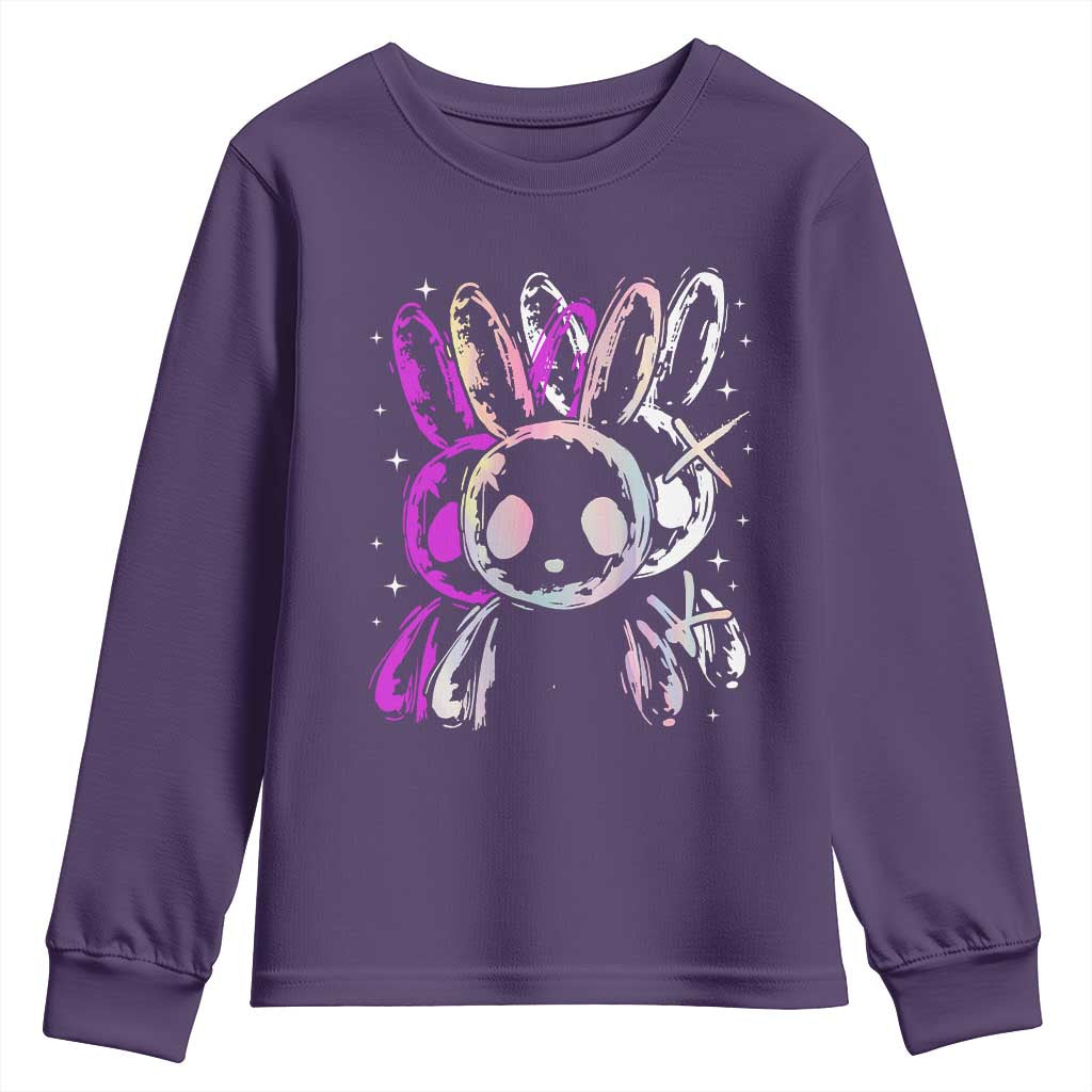 Horror Cute Bunny Rabbit Youth Sweatshirt Horror Aesthetic TS12 Purple Print Your Wear