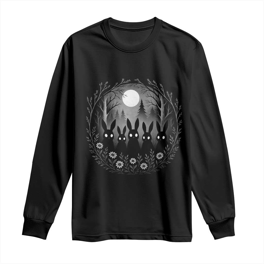 Creepy Cute Bunny Rabbits Long Sleeve Shirt Dark Horror Aesthetic TS12 Black Print Your Wear