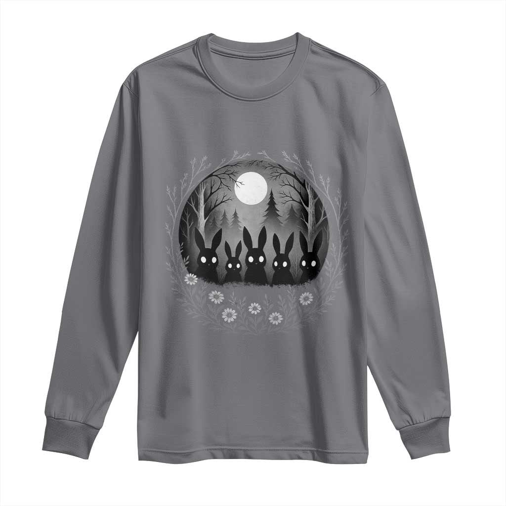 Creepy Cute Bunny Rabbits Long Sleeve Shirt Dark Horror Aesthetic TS12 Charcoal Print Your Wear