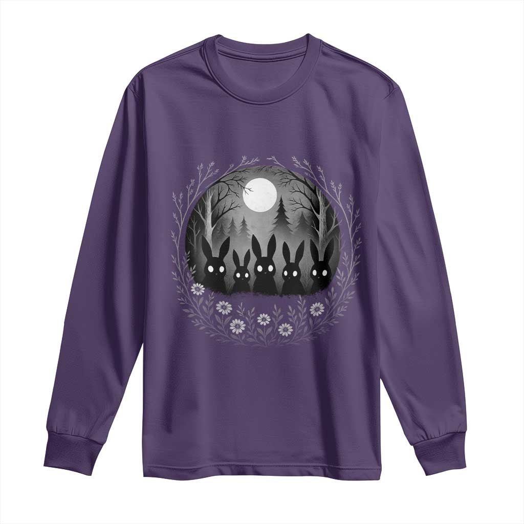 Creepy Cute Bunny Rabbits Long Sleeve Shirt Dark Horror Aesthetic TS12 Purple Print Your Wear