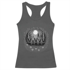 Creepy Cute Bunny Rabbits Racerback Tank Top Dark Horror Aesthetic TS12 Dark Heather Print Your Wear