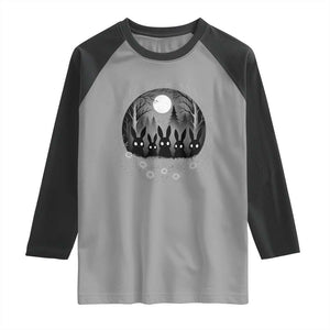 Creepy Cute Bunny Rabbits Raglan Shirt Dark Horror Aesthetic TS12 Sport Gray Black Print Your Wear