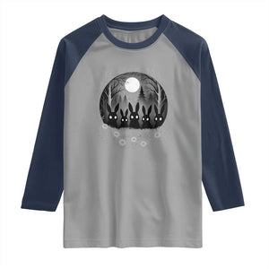 Creepy Cute Bunny Rabbits Raglan Shirt Dark Horror Aesthetic TS12 Sport Gray Navy Print Your Wear