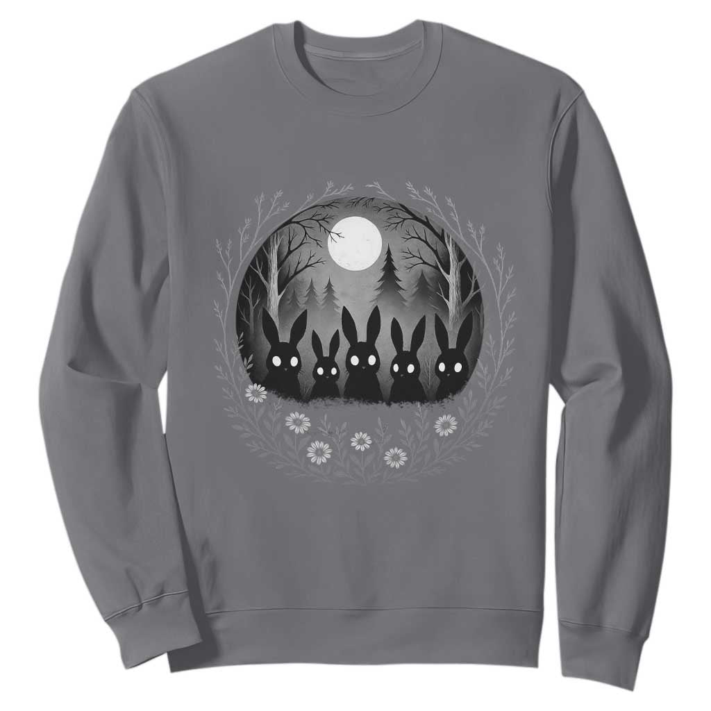 Creepy Cute Bunny Rabbits Sweatshirt Dark Horror Aesthetic TS12 Charcoal Print Your Wear
