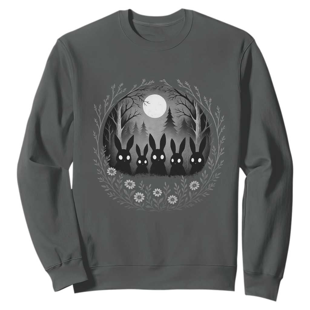 Creepy Cute Bunny Rabbits Sweatshirt Dark Horror Aesthetic TS12 Dark Heather Print Your Wear