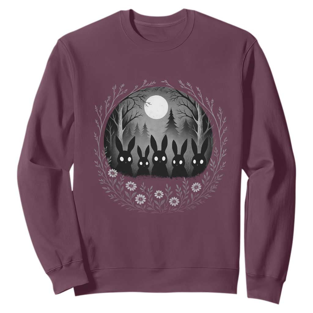 Creepy Cute Bunny Rabbits Sweatshirt Dark Horror Aesthetic TS12 Maroon Print Your Wear