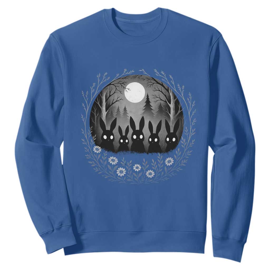 Creepy Cute Bunny Rabbits Sweatshirt Dark Horror Aesthetic TS12 Royal Blue Print Your Wear