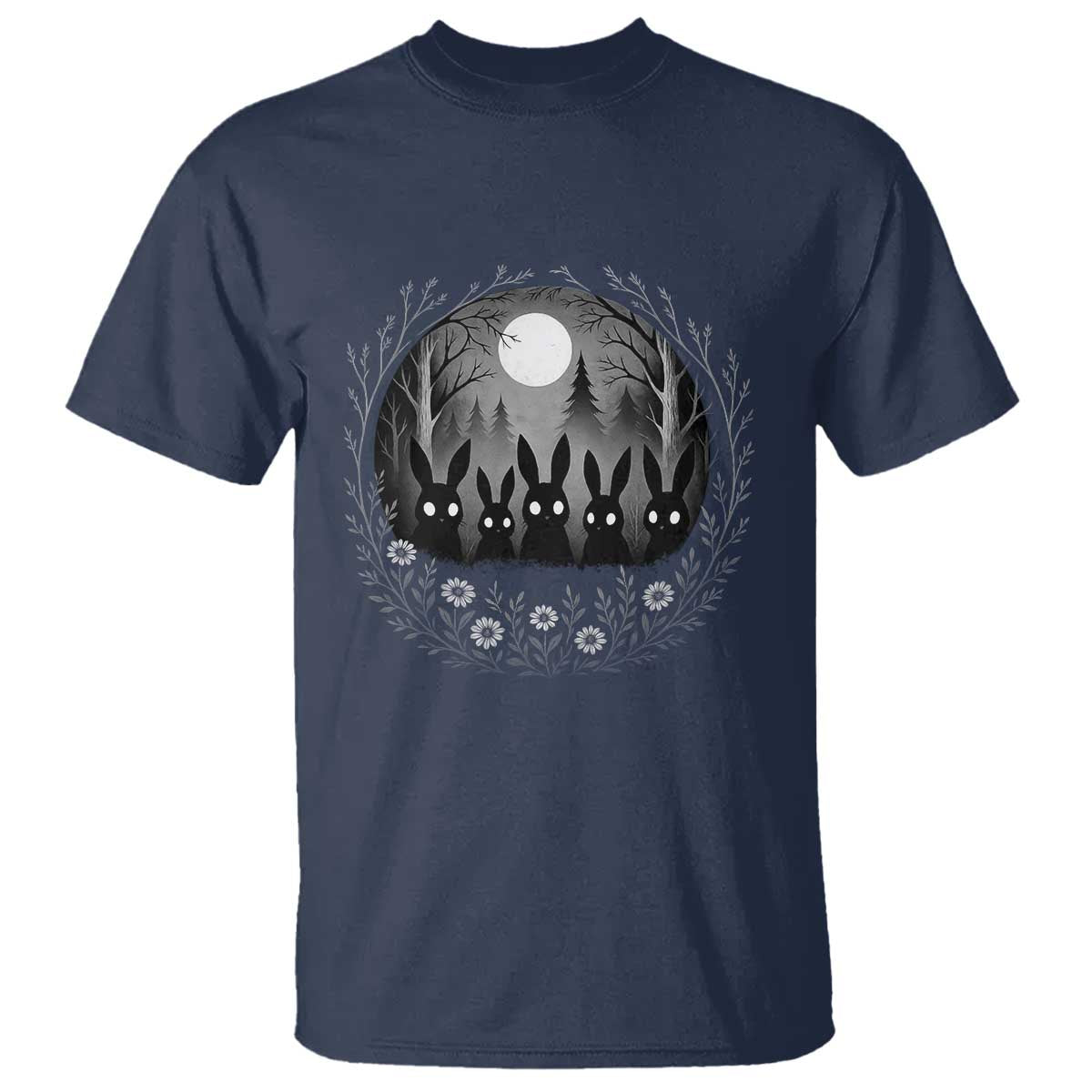 Creepy Cute Bunny Rabbits T Shirt Dark Horror Aesthetic TS12 Navy Print Your Wear