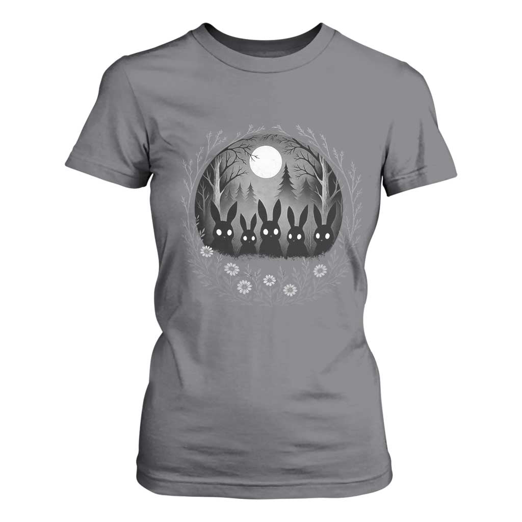 Creepy Cute Bunny Rabbits T Shirt For Women Dark Horror Aesthetic TS12 Charcoal Print Your Wear