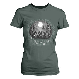 Creepy Cute Bunny Rabbits T Shirt For Women Dark Horror Aesthetic TS12 Dark Forest Green Print Your Wear
