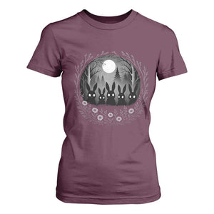 Creepy Cute Bunny Rabbits T Shirt For Women Dark Horror Aesthetic TS12 Maroon Print Your Wear