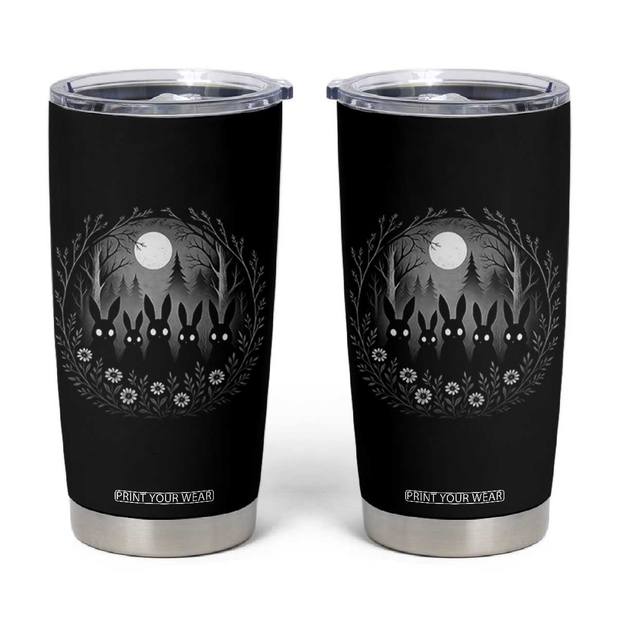 Creepy Cute Bunny Rabbits Tumbler Cup Dark Horror Aesthetic TS12 Black Print Your Wear