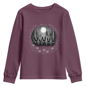 Creepy Cute Bunny Rabbits Youth Sweatshirt Dark Horror Aesthetic TS12 Maroon Print Your Wear