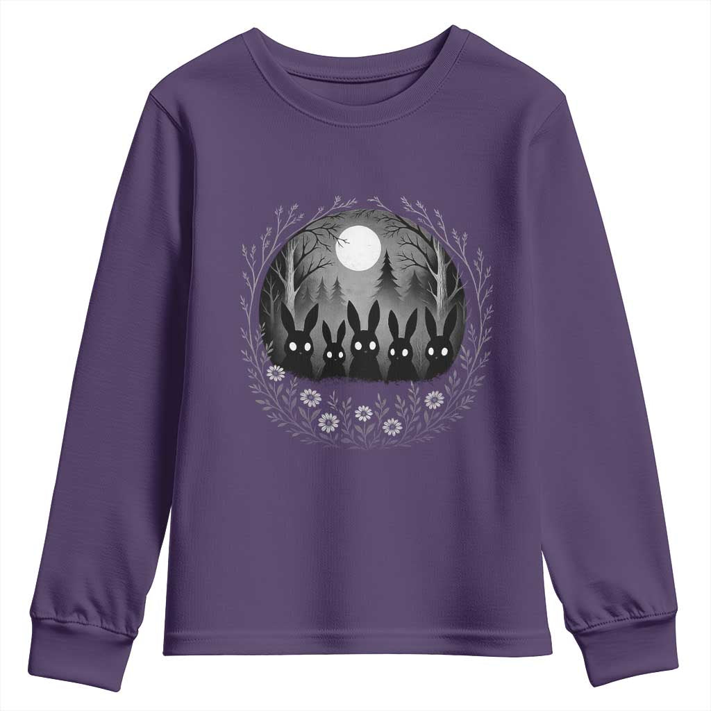 Creepy Cute Bunny Rabbits Youth Sweatshirt Dark Horror Aesthetic TS12 Purple Print Your Wear
