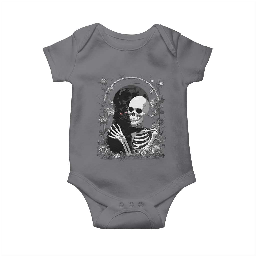 Funny Full Moon Horror Art Baby Onesie Skeleton Hug Maine Coon Cat TS12 Charcoal Print Your Wear