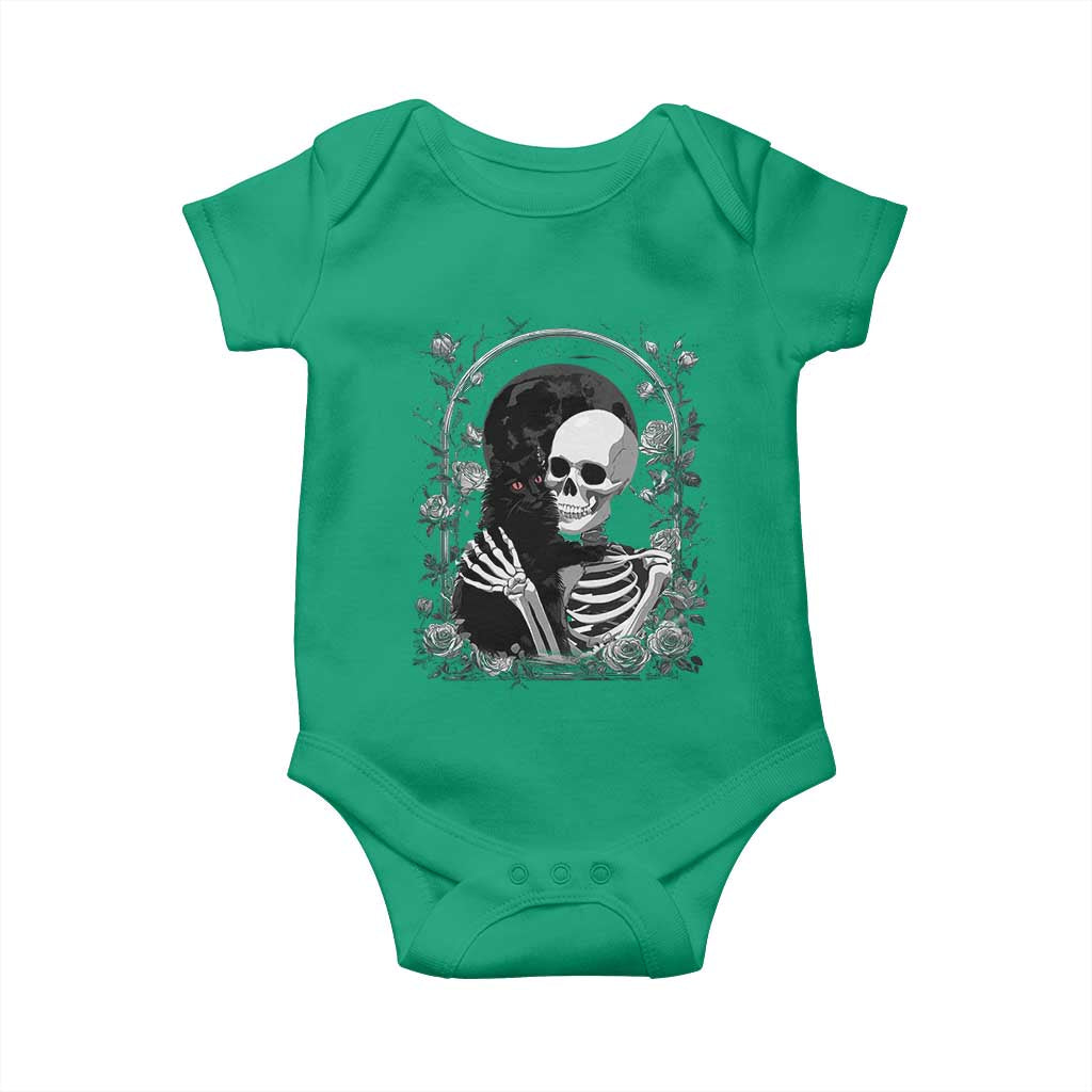 Funny Full Moon Horror Art Baby Onesie Skeleton Hug Maine Coon Cat TS12 Irish Green Print Your Wear