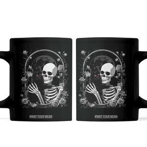 Funny Full Moon Horror Art Coffee Mug Skeleton Hug Maine Coon Cat TS12 Black Print Your Wear