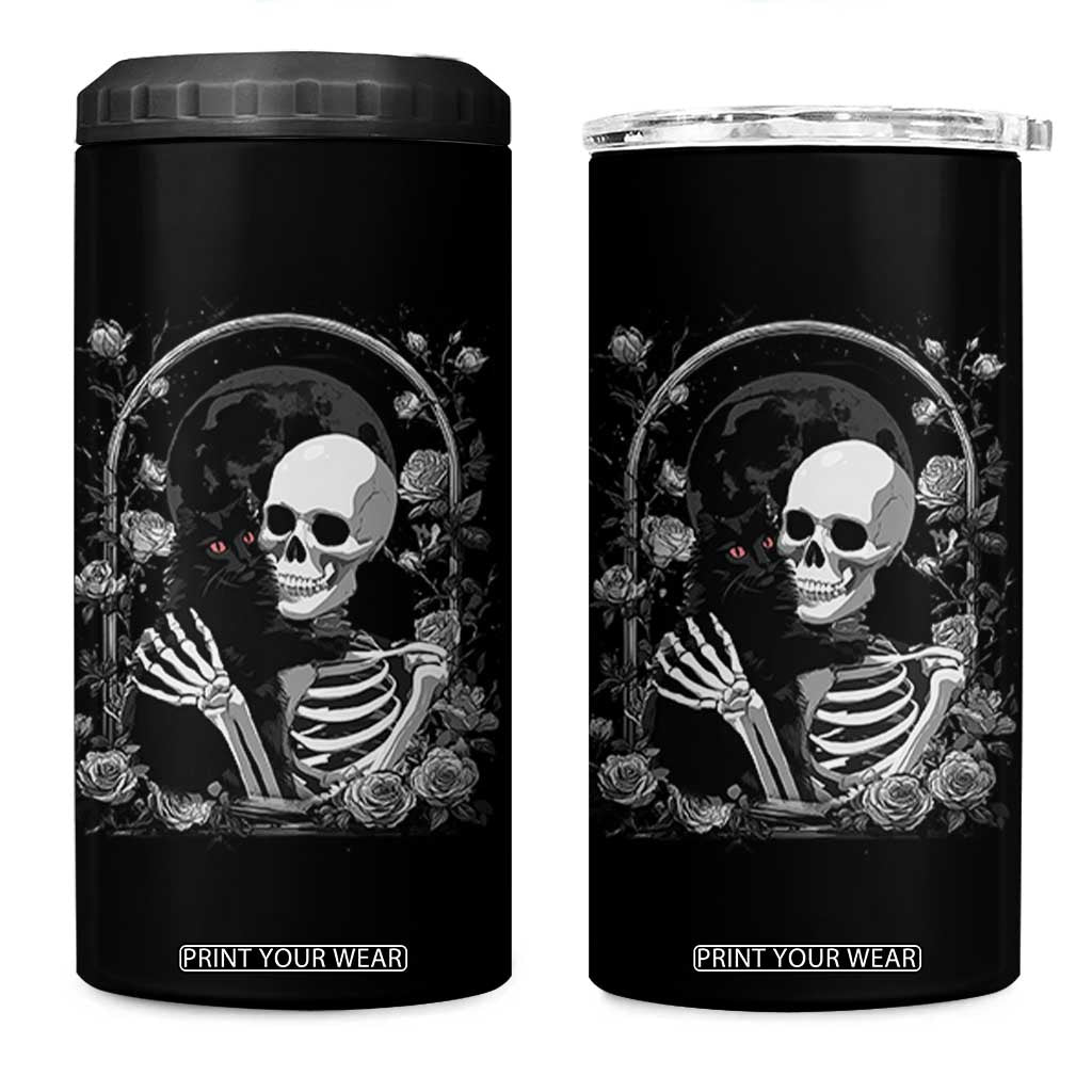 Funny Full Moon Horror Art 4 in 1 Can Cooler Tumbler Skeleton Hug Maine Coon Cat TS12 One Size: 16 oz Black Print Your Wear