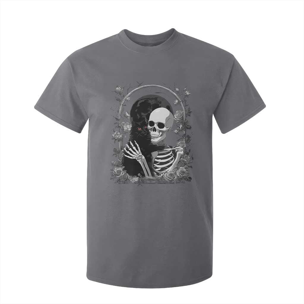 Funny Full Moon Horror Art T Shirt For Kid Skeleton Hug Maine Coon Cat TS12 Charcoal Print Your Wear