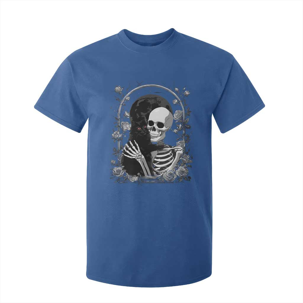 Funny Full Moon Horror Art T Shirt For Kid Skeleton Hug Maine Coon Cat TS12 Royal Blue Print Your Wear