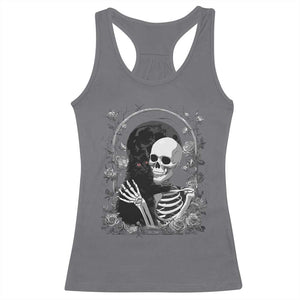 Funny Full Moon Horror Art Racerback Tank Top Skeleton Hug Maine Coon Cat TS12 Charcoal Print Your Wear