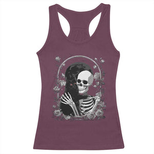 Funny Full Moon Horror Art Racerback Tank Top Skeleton Hug Maine Coon Cat TS12 Maroon Print Your Wear