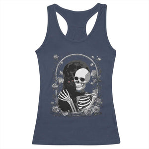 Funny Full Moon Horror Art Racerback Tank Top Skeleton Hug Maine Coon Cat TS12 Navy Print Your Wear